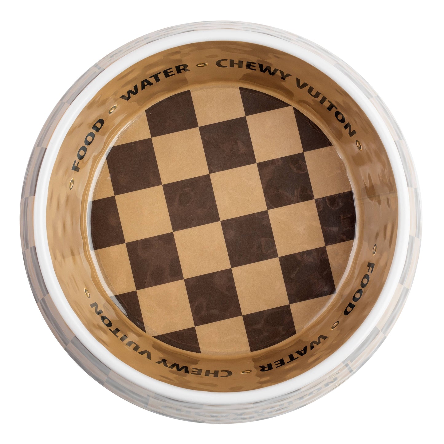 Checker Chewy Vuiton Bowl - Dog Bowls: Medium