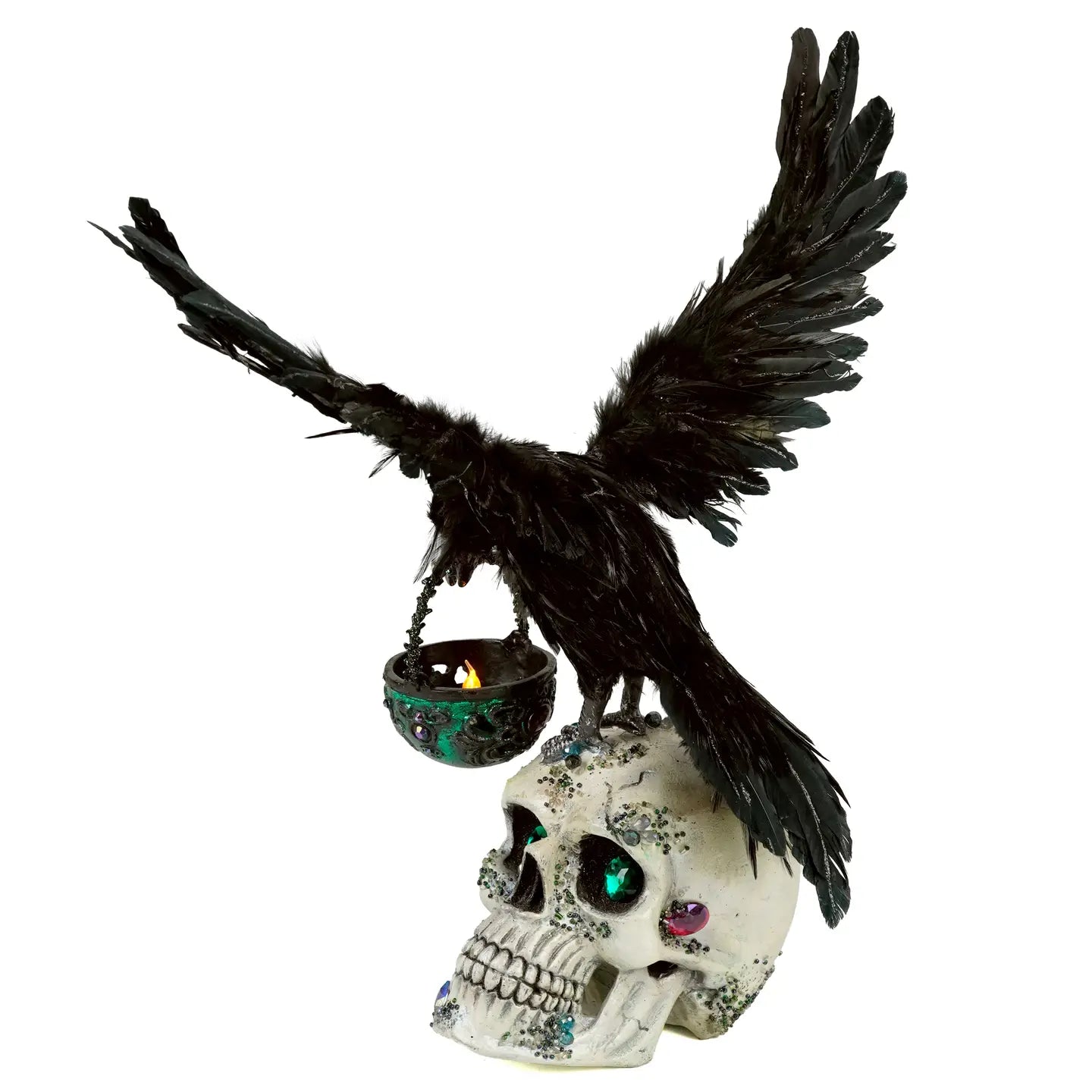 Watchful Crow with Tea Light Lantern by Katherines Collection