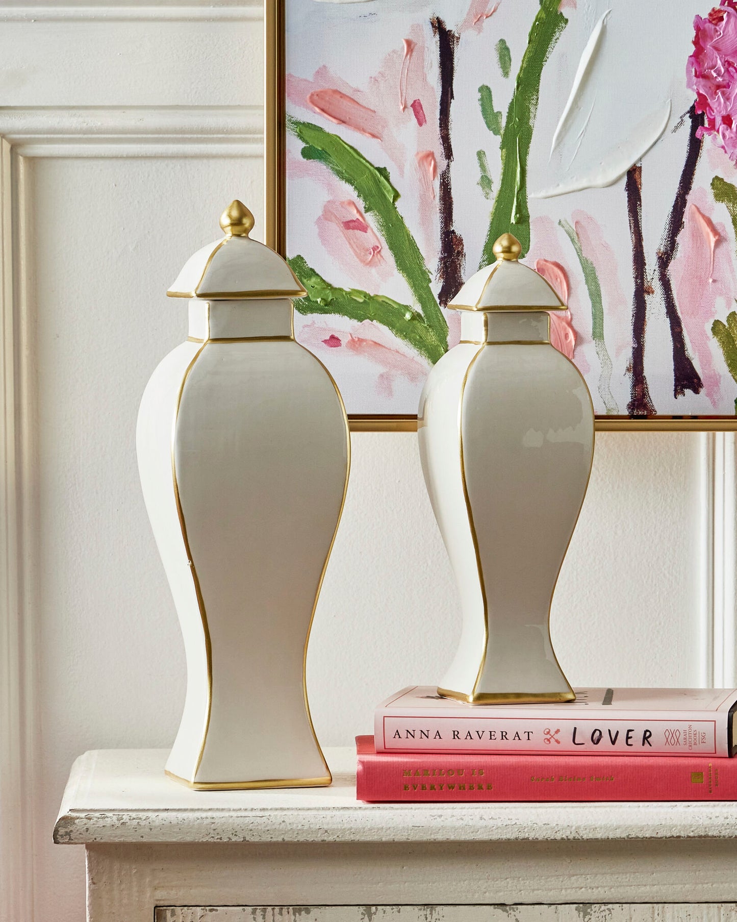 GOLD ACCENT DECORATIVE GINGER JAR 11.5"