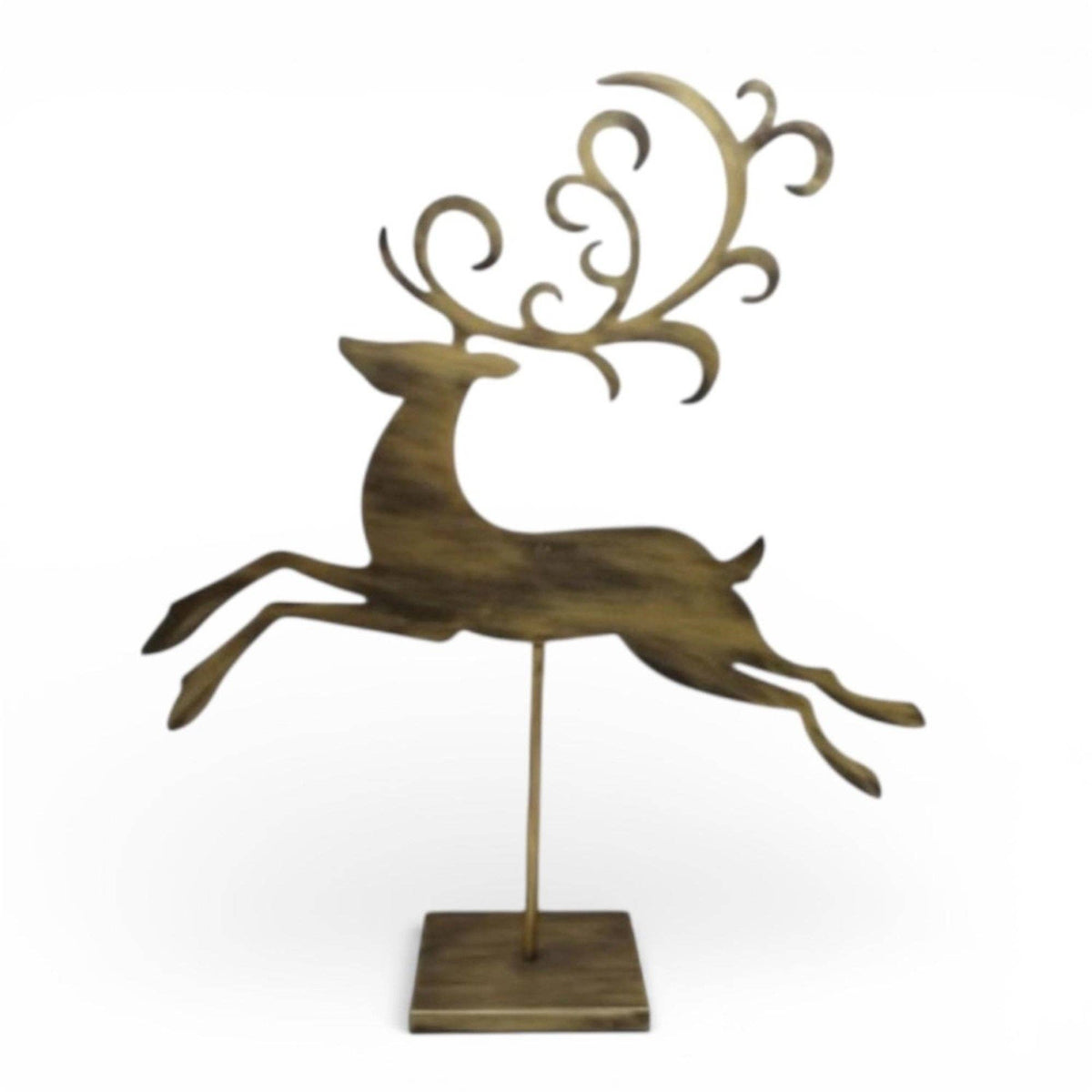 Metal Reindeer on Stand 29" Antique Gold