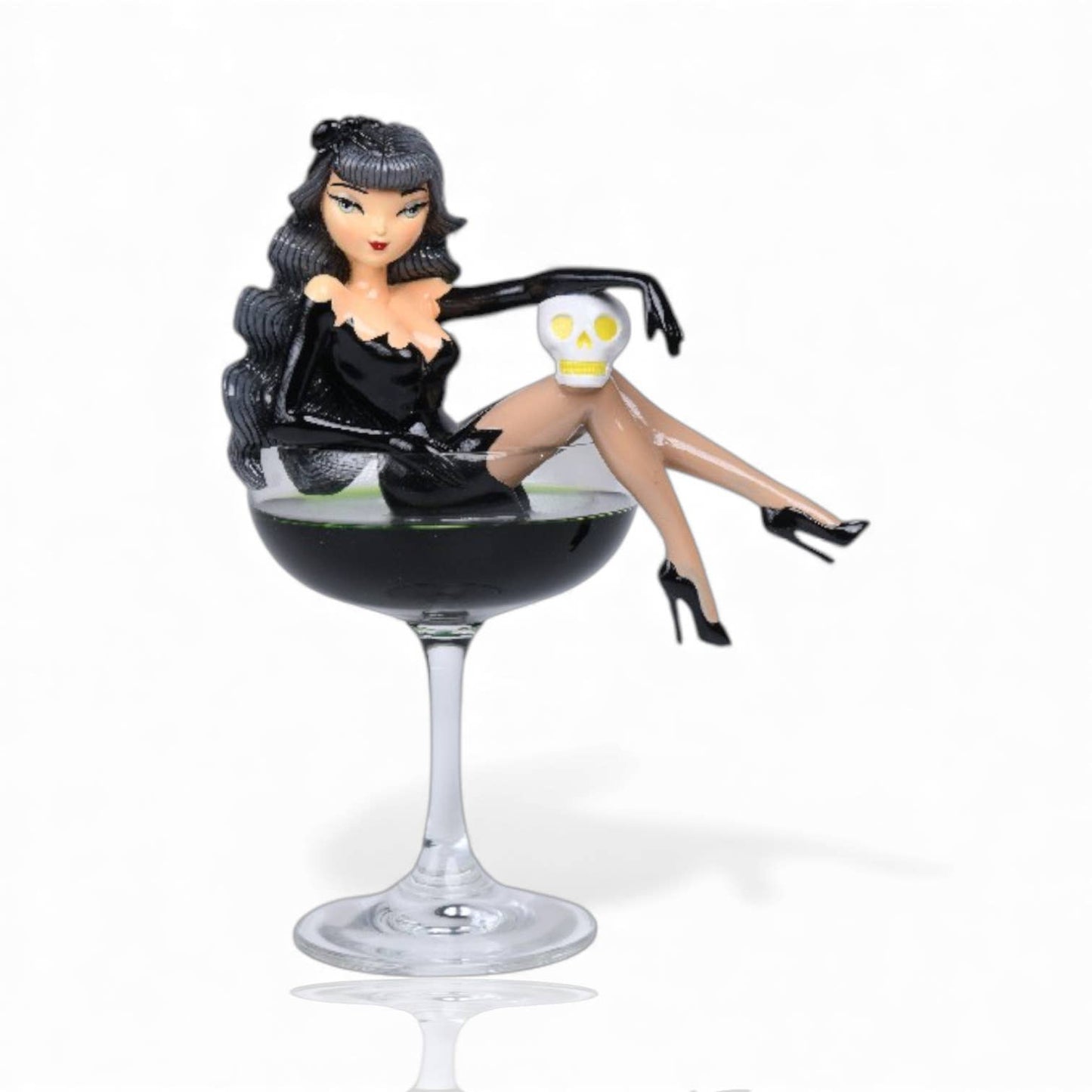 8in Black Widow Witch in Martini