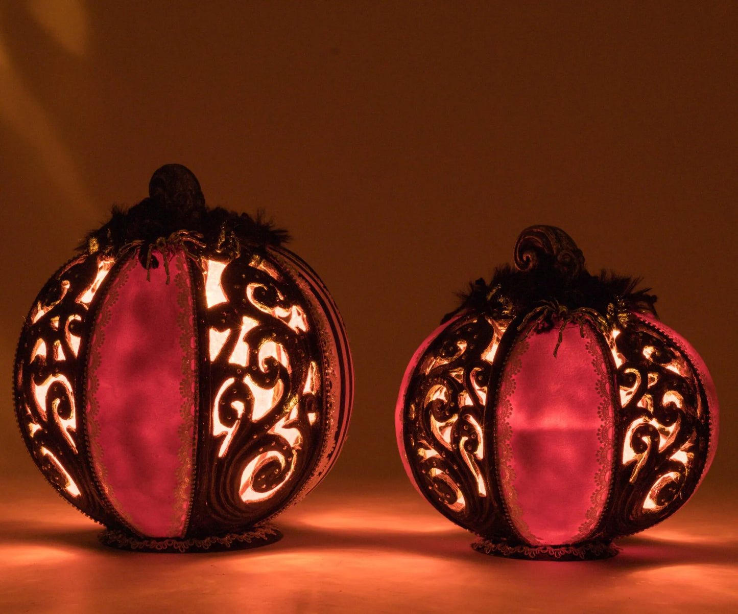 Katherine's Collection Macabre Pumpkins with Tea Lights Set of 2