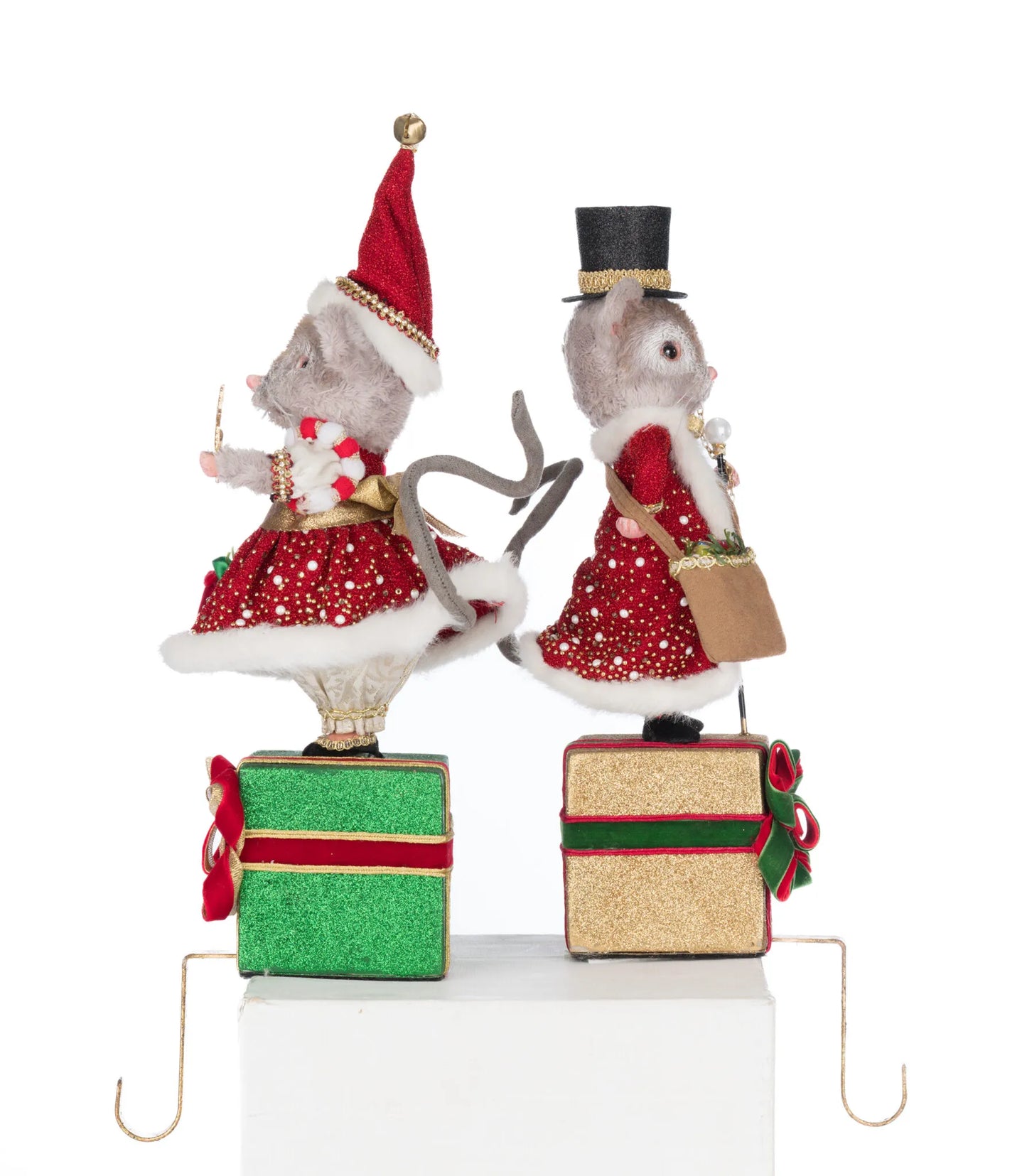 Katherine's Collection Christmas Ball Mouse Stocking Holder Set of 2