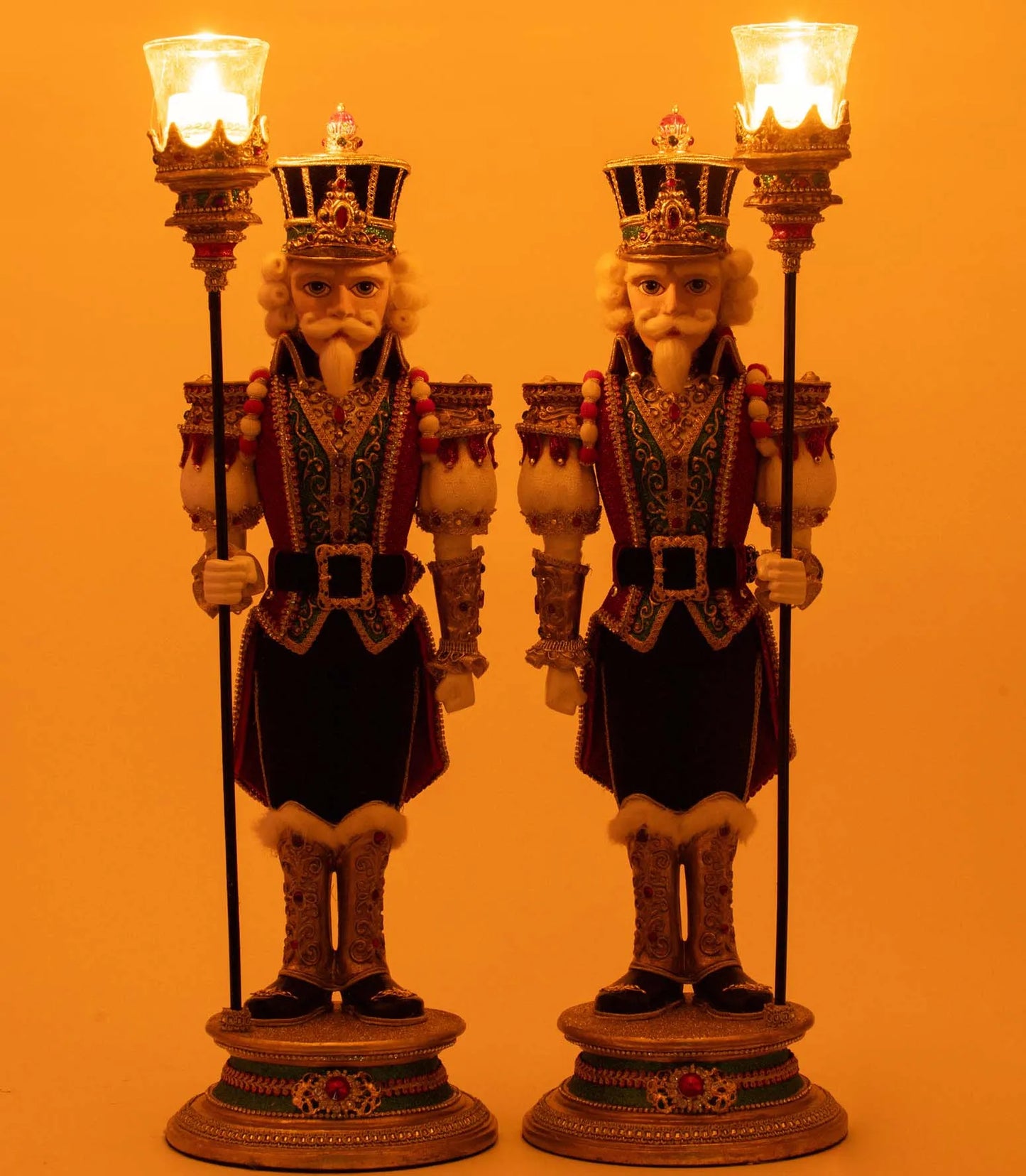 Katherine's Collection Christmas Ball Nutcracker Votive Set of 2