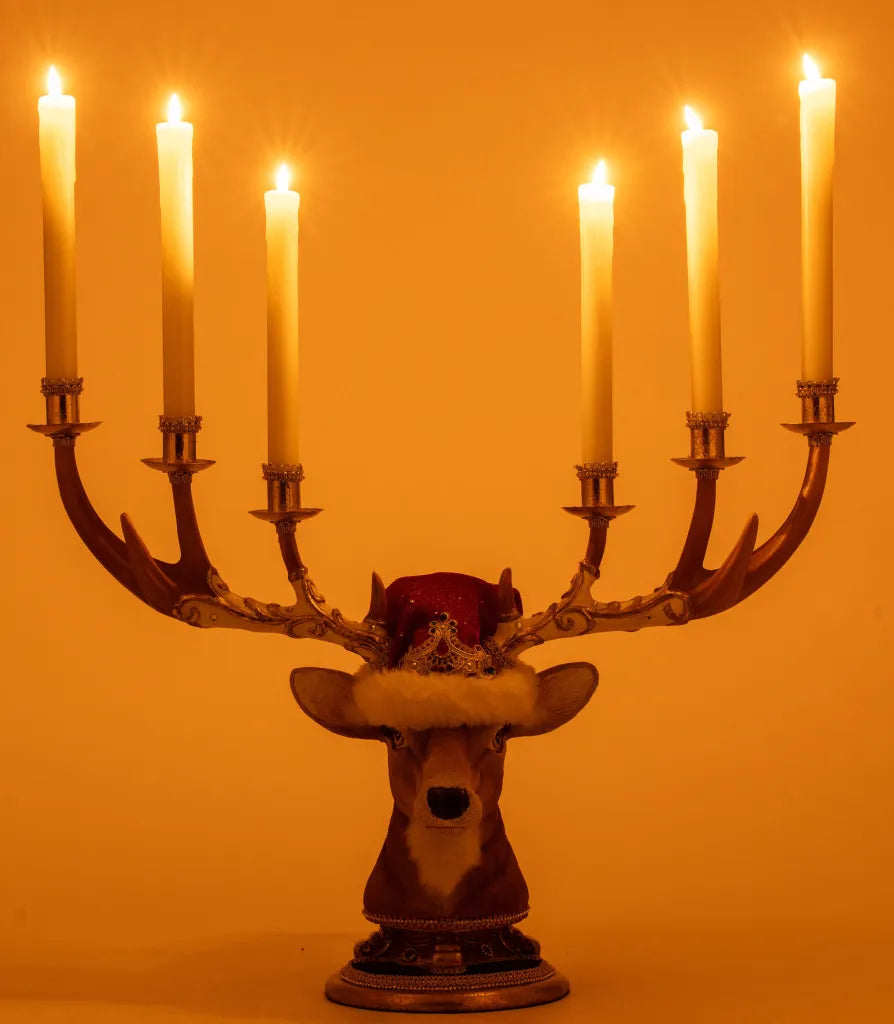 Katherine's Collection Christmas Ball Deer Head Candelabra