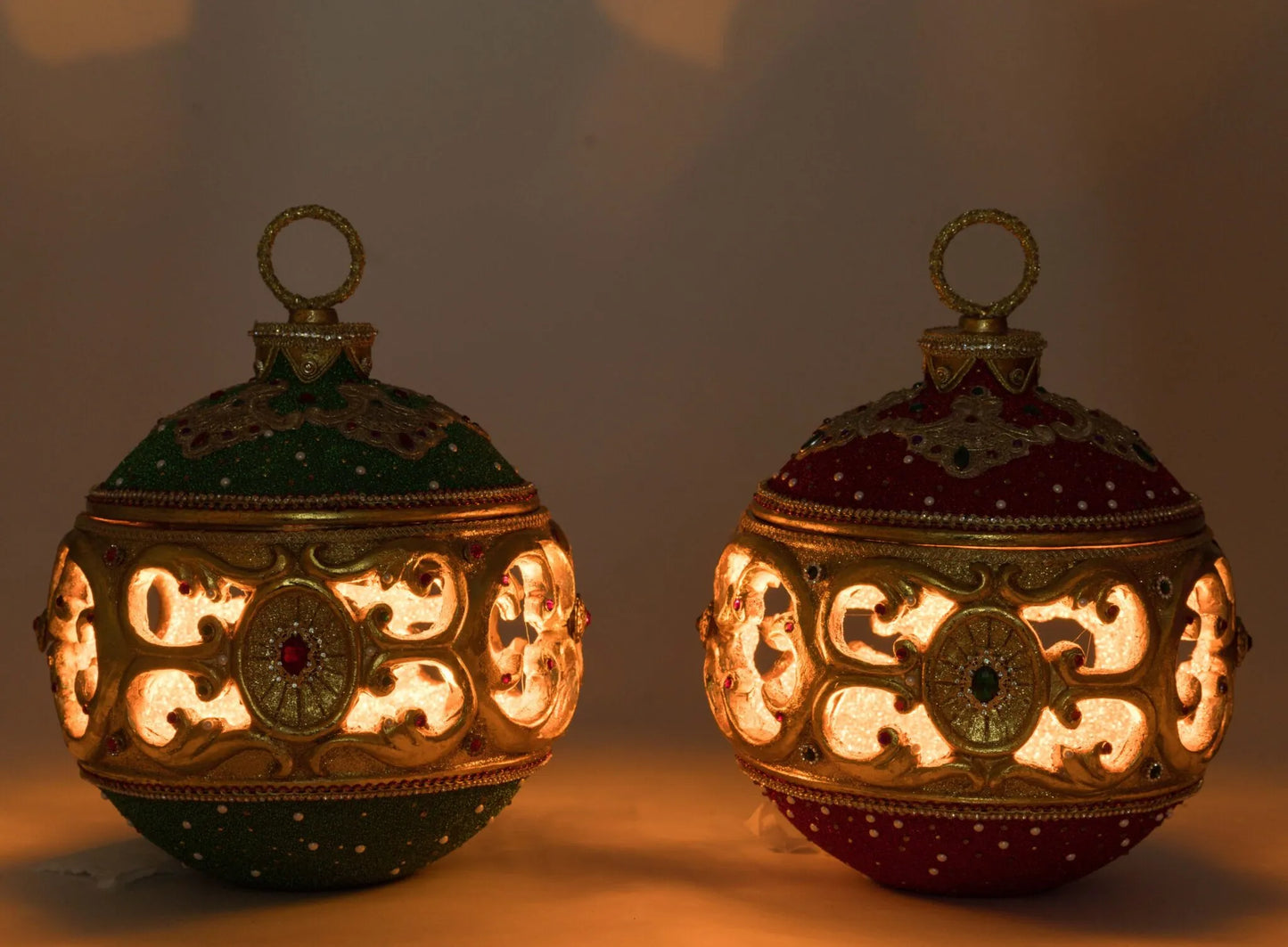 Katherine's Collection Christmas Ball Tabletop Ornament with Tea Light Set of 2