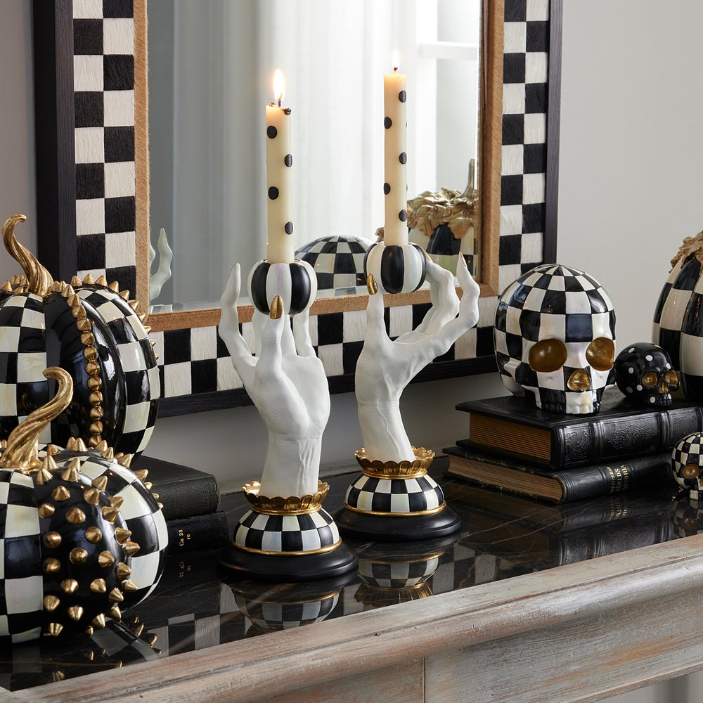 Mackenzie-Childs Haunted House Spooky Hand Candle Holders, Set of 2