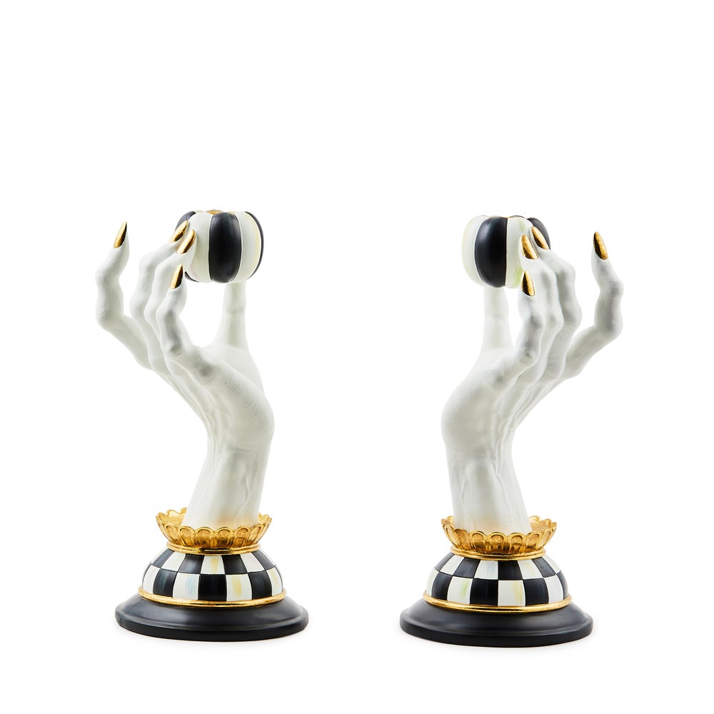 Mackenzie-Childs Haunted House Spooky Hand Candle Holders, Set of 2