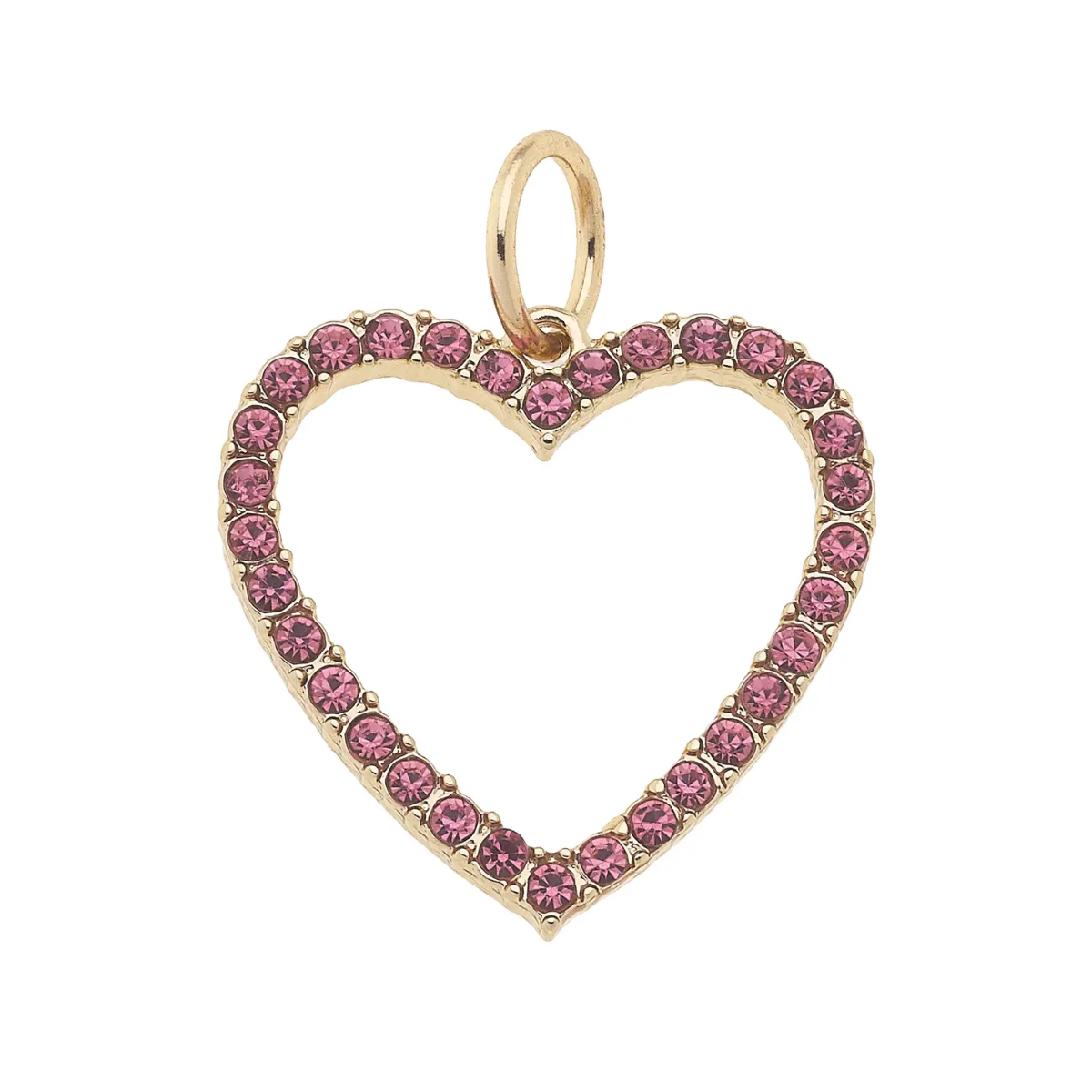 Pave Open Heart Charm in Pink