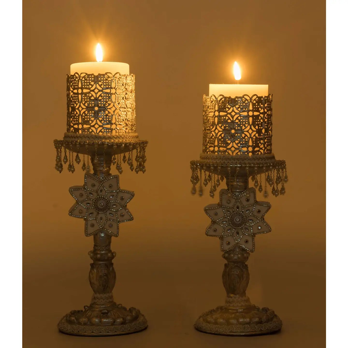 Bells of Brilliance Silver Candle Sticks Set of 2 by Katherine's Collection