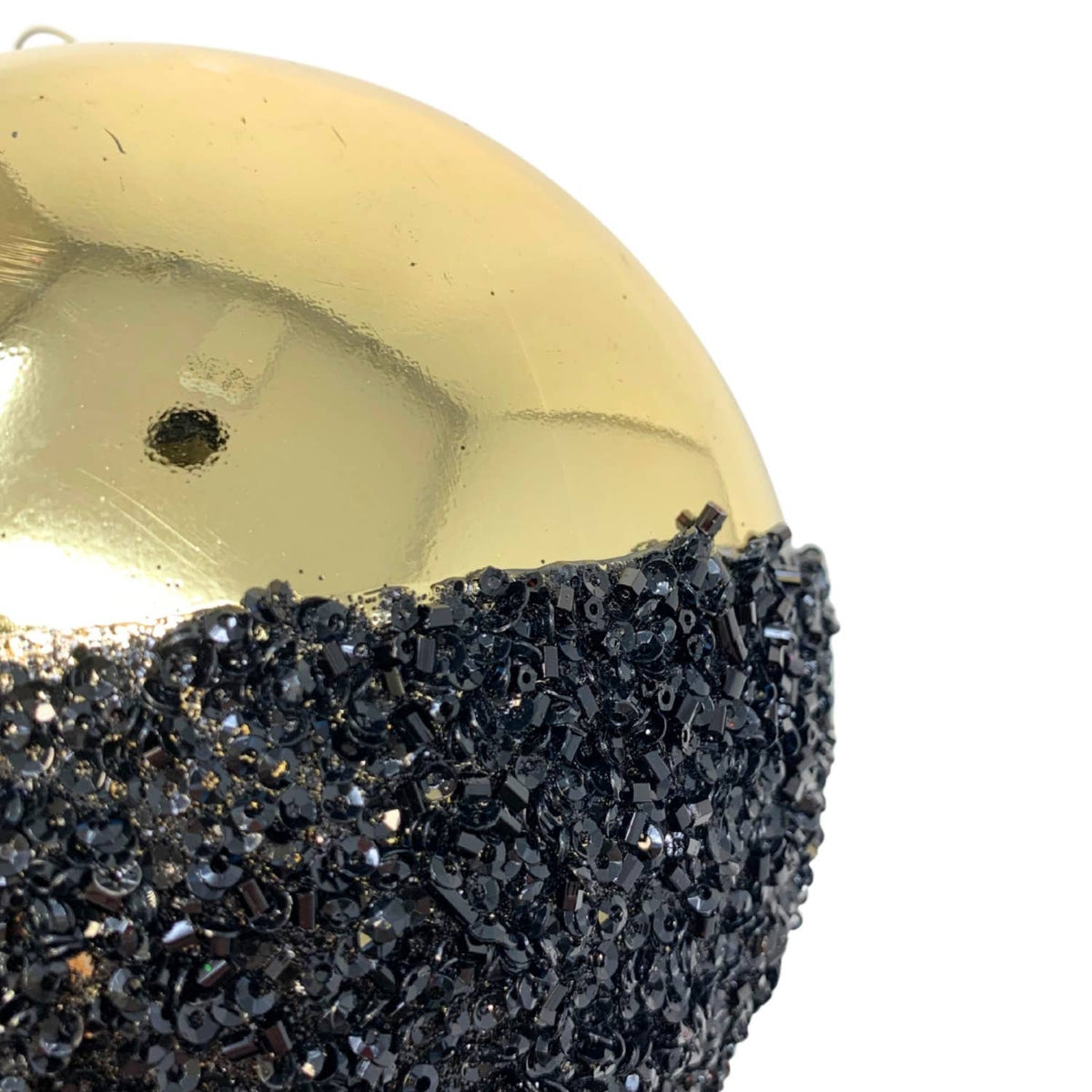 VP HALF THE FUN CHRISTMAS BALL ORNAMENT - 4" - BLACK/GOLD