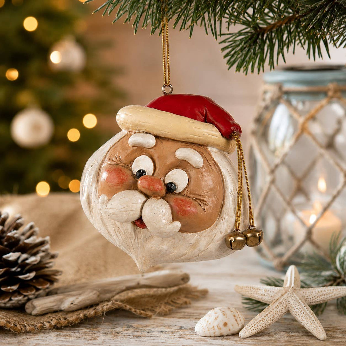 Large Round Santa Head Ornament - Holiday - BAC 101