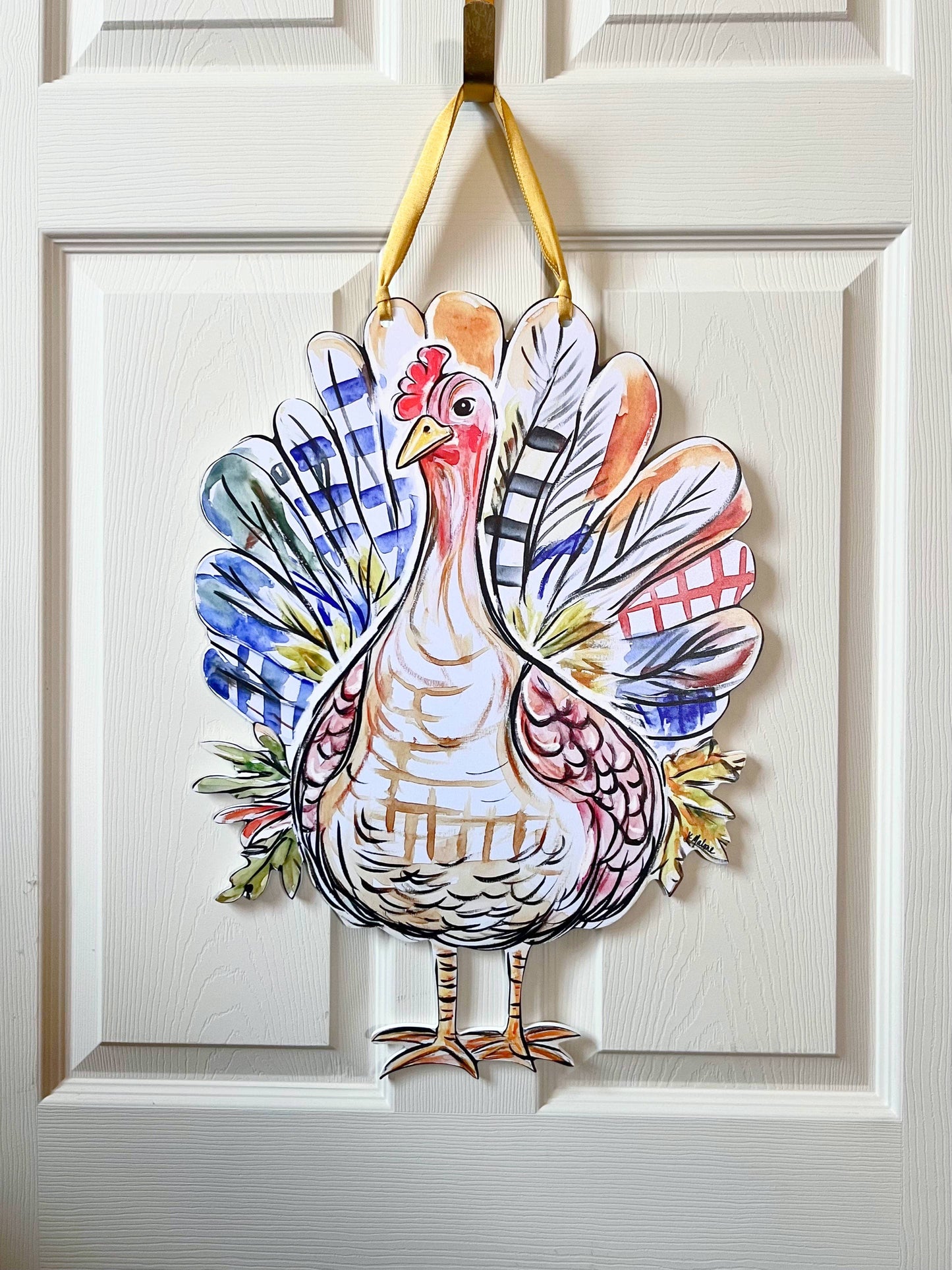 Patchwork Turkey Door Hanger-Thanksgiving Friendly Fun Decor
