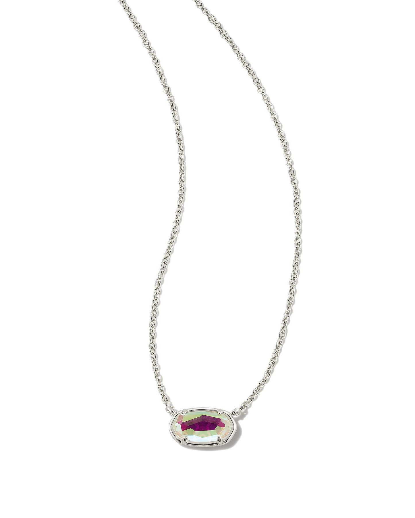 GRAYSON STONE PENDANT NECKLACE SILVER DICHROIC GLASS