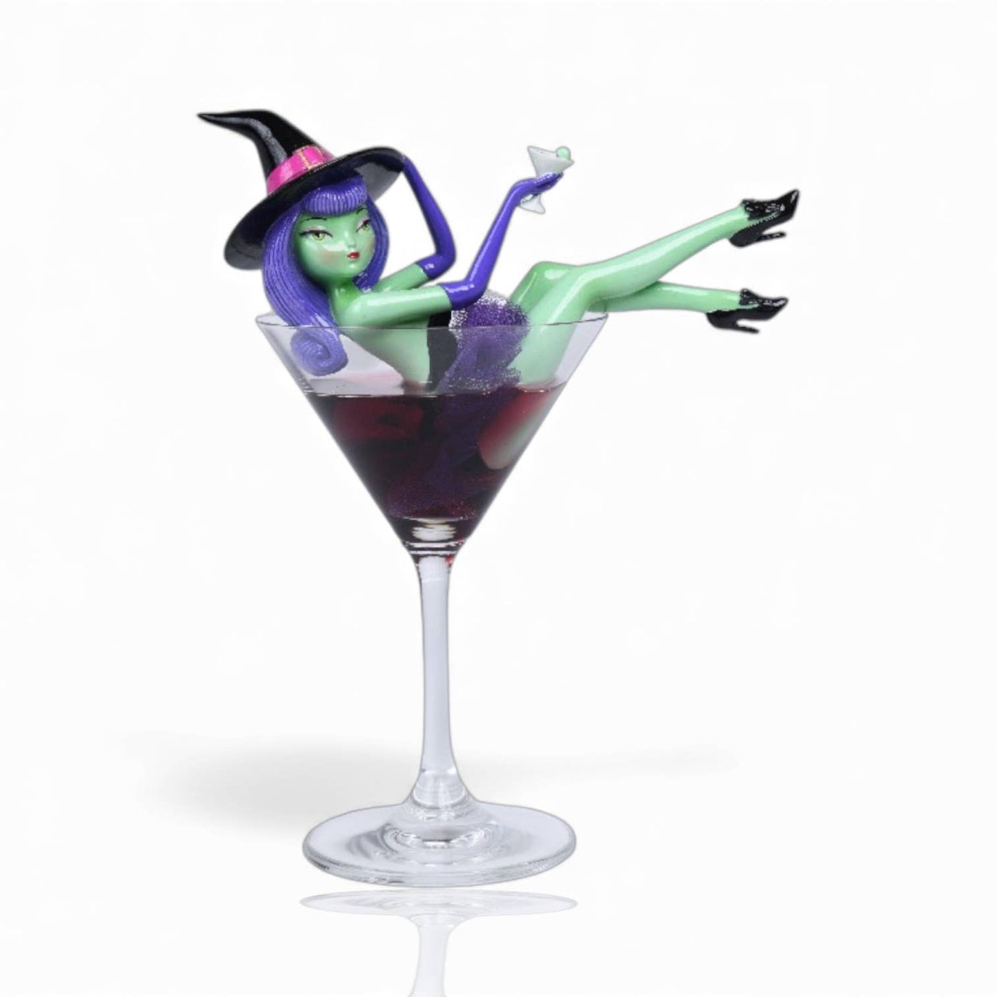 8.5in Purple Hair Witch in Martini