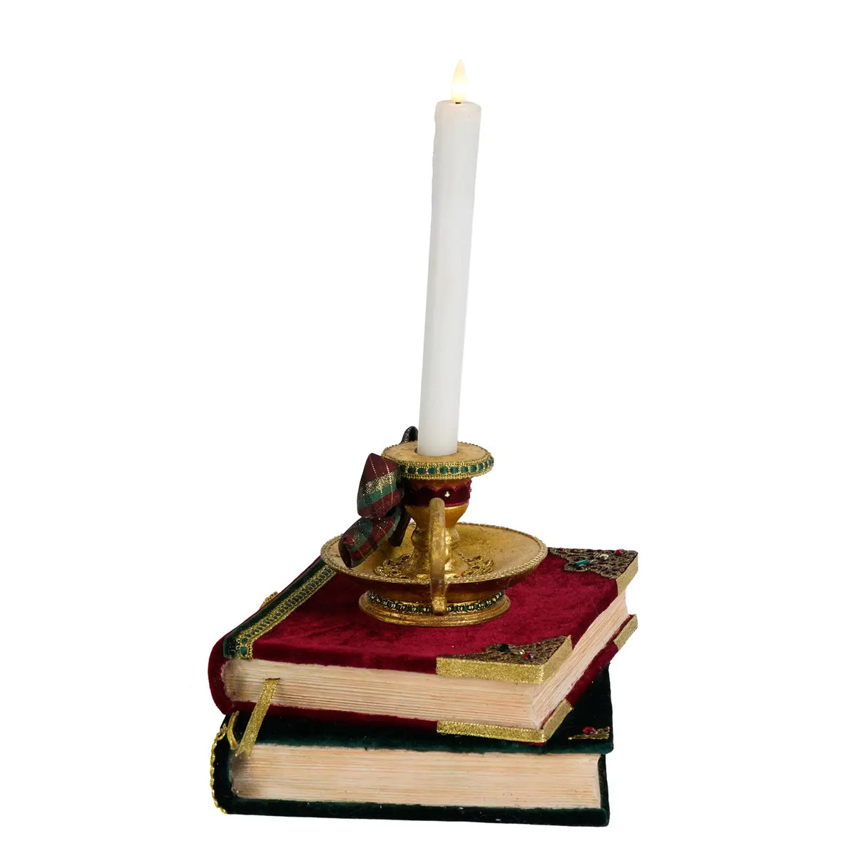 Stacked Books with Chamber Stick by Katherine's Collection