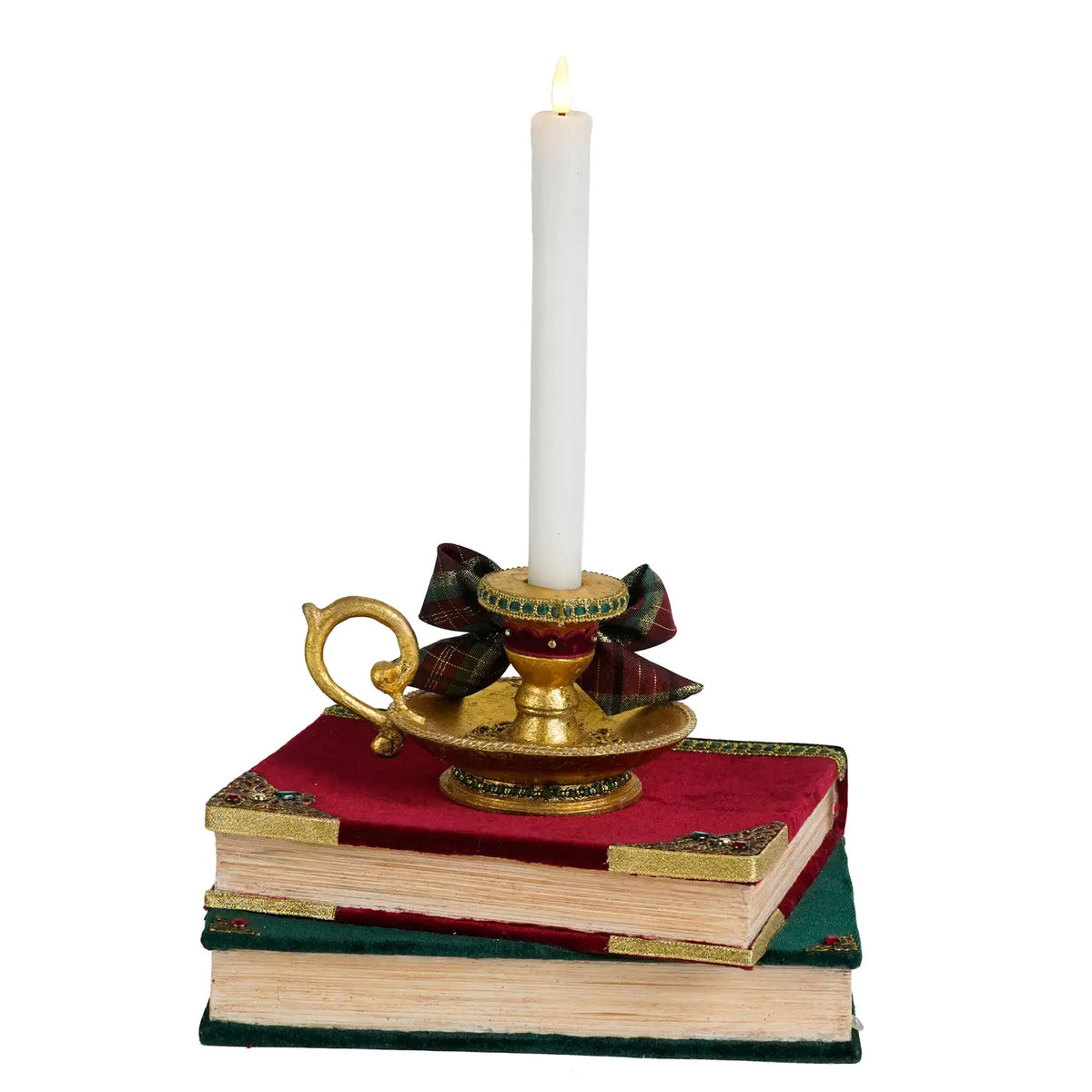Stacked Books with Chamber Stick by Katherine's Collection