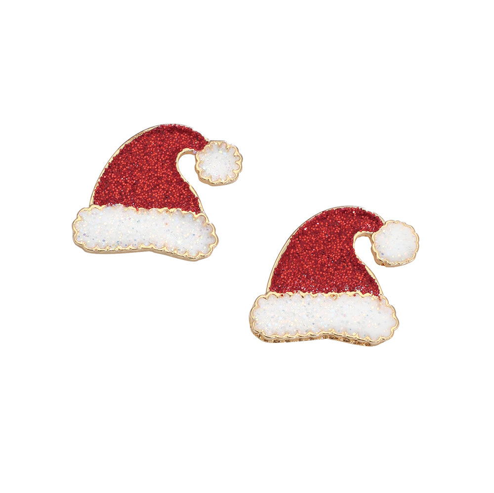 Earrings-Glitter Santa Hats