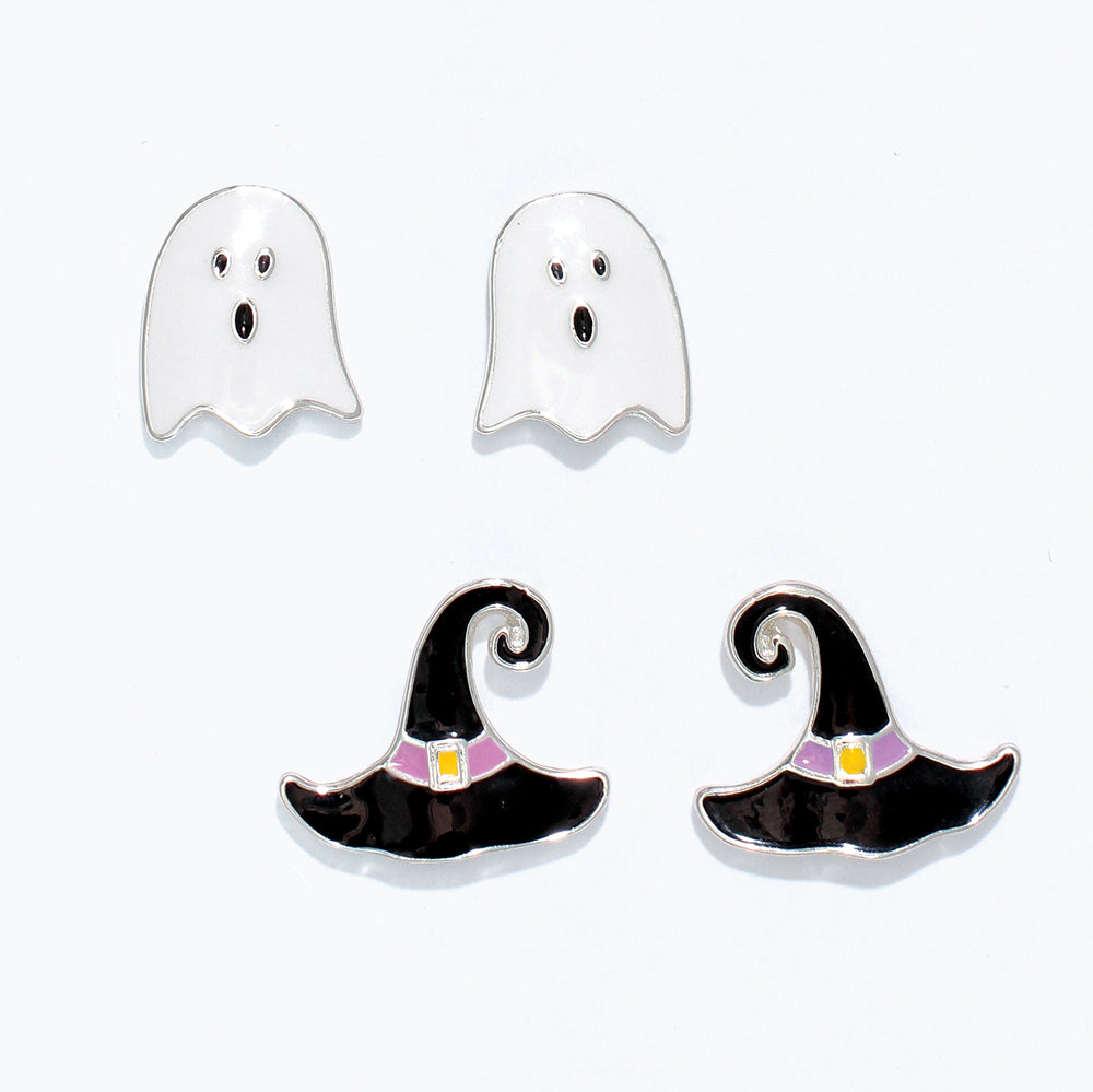 Earrings-Ghost & Witch Hat Duo