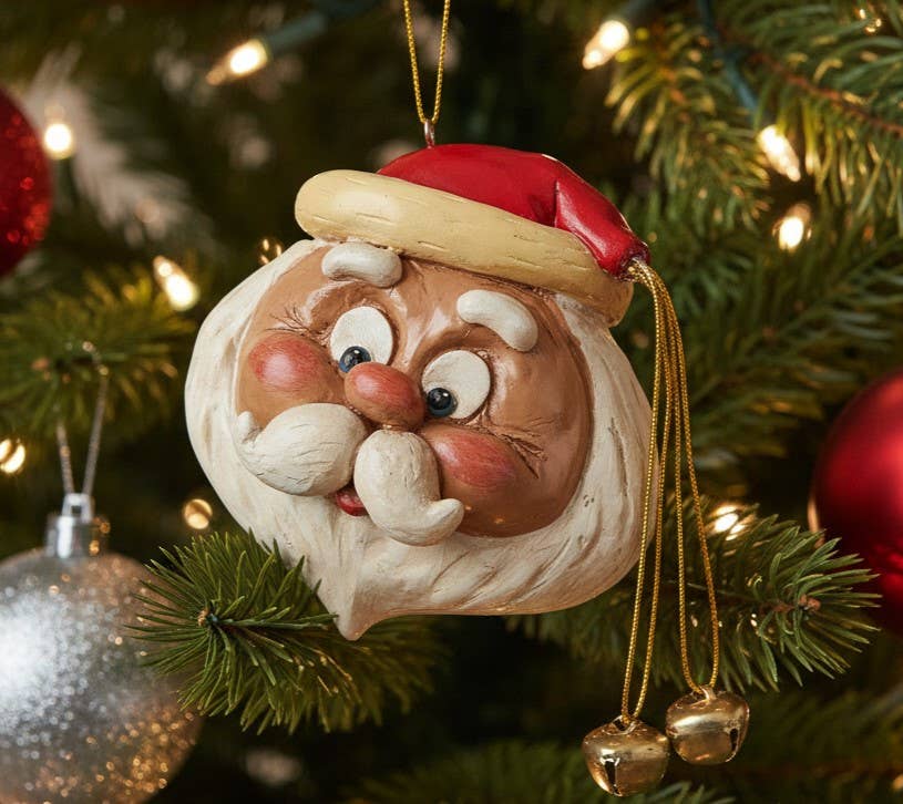 Large Round Santa Head Ornament - Holiday - BAC 101