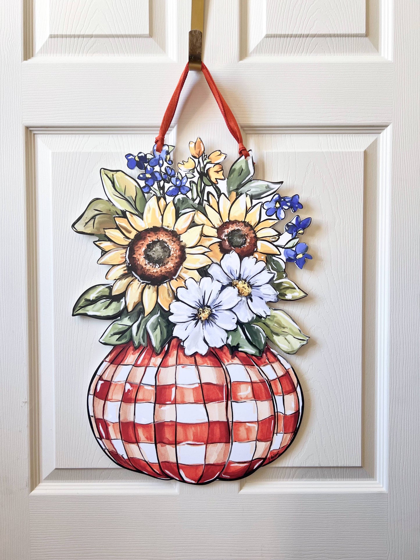 Fall Pumpkin Vase Door Hanger-Autumn Floral Cozy Bloom Decor