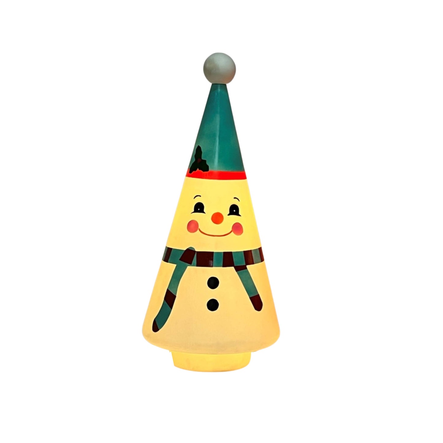 24" Lit Nostalgic Blow Mold Cone Snowman