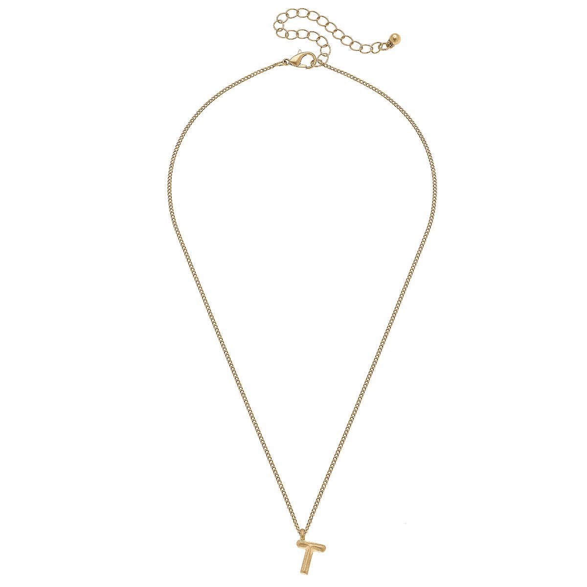 Coco Initial Necklace in Worn Gold