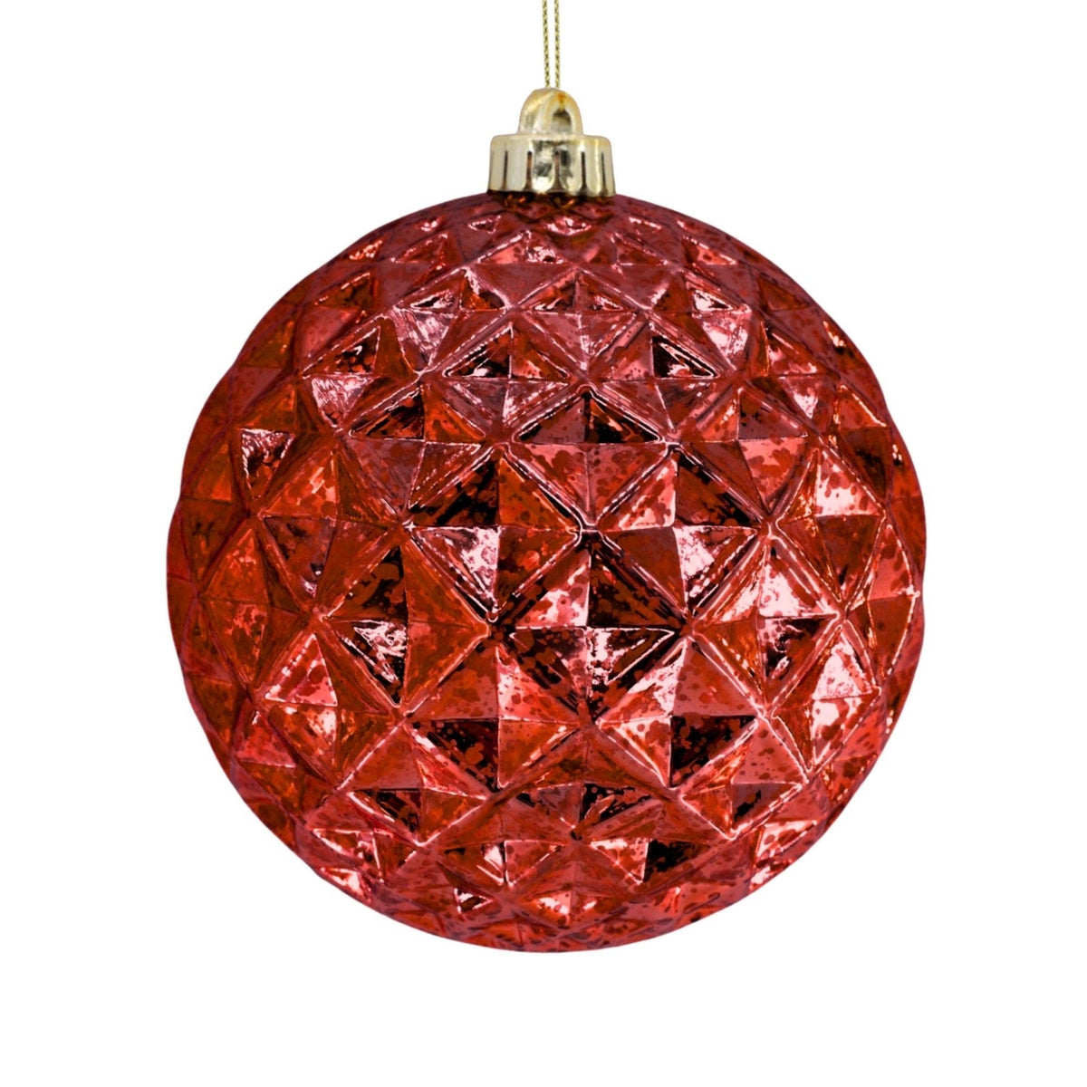 Mercury Finish Diamond Plastic Ornament 6" - Red