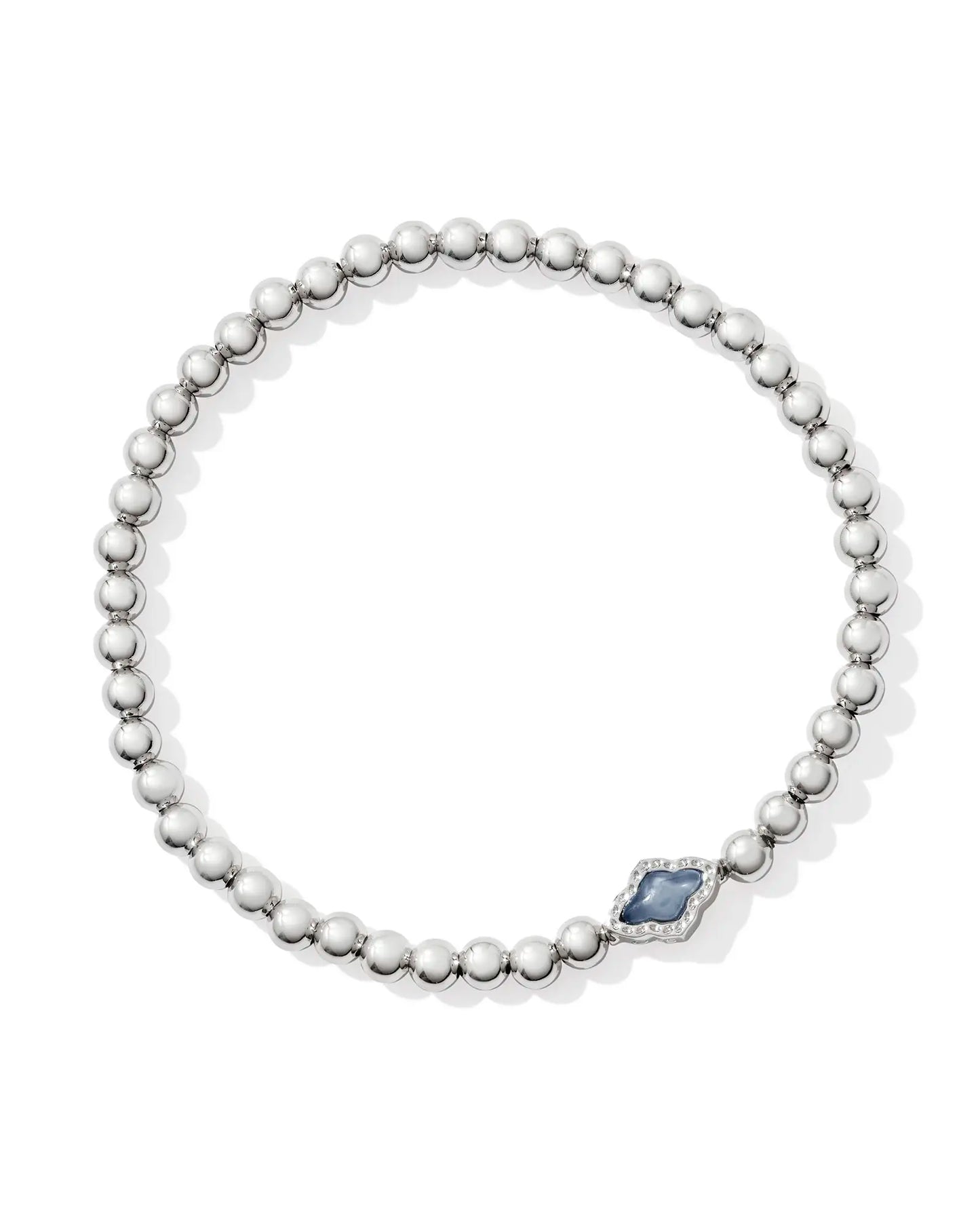 ABBIE BEADED STRETCH BRACLETT RHODIUM LIGHT BLUE MOTHER OF PEARL