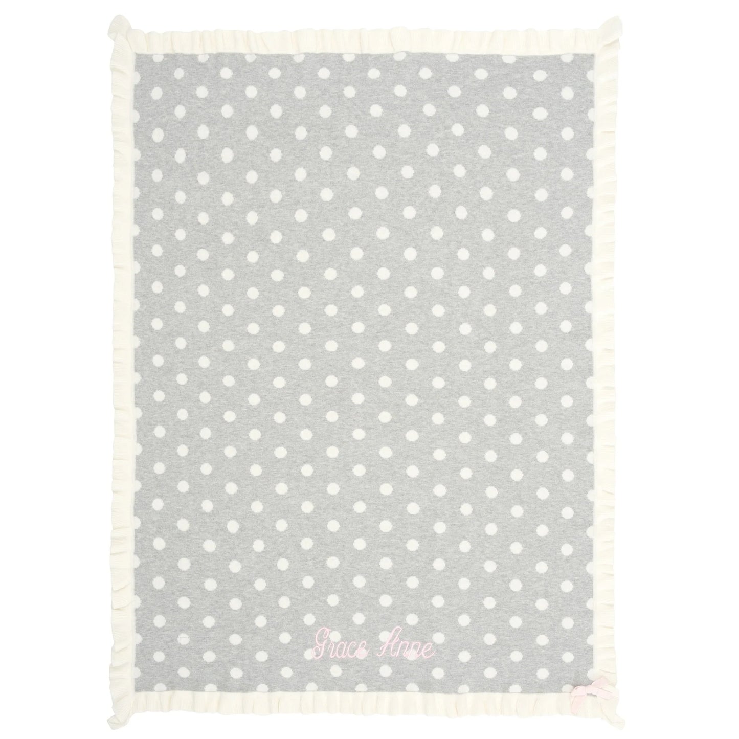 GRAY POLKA DOT RUFFLE COTTON BABY BLANKET