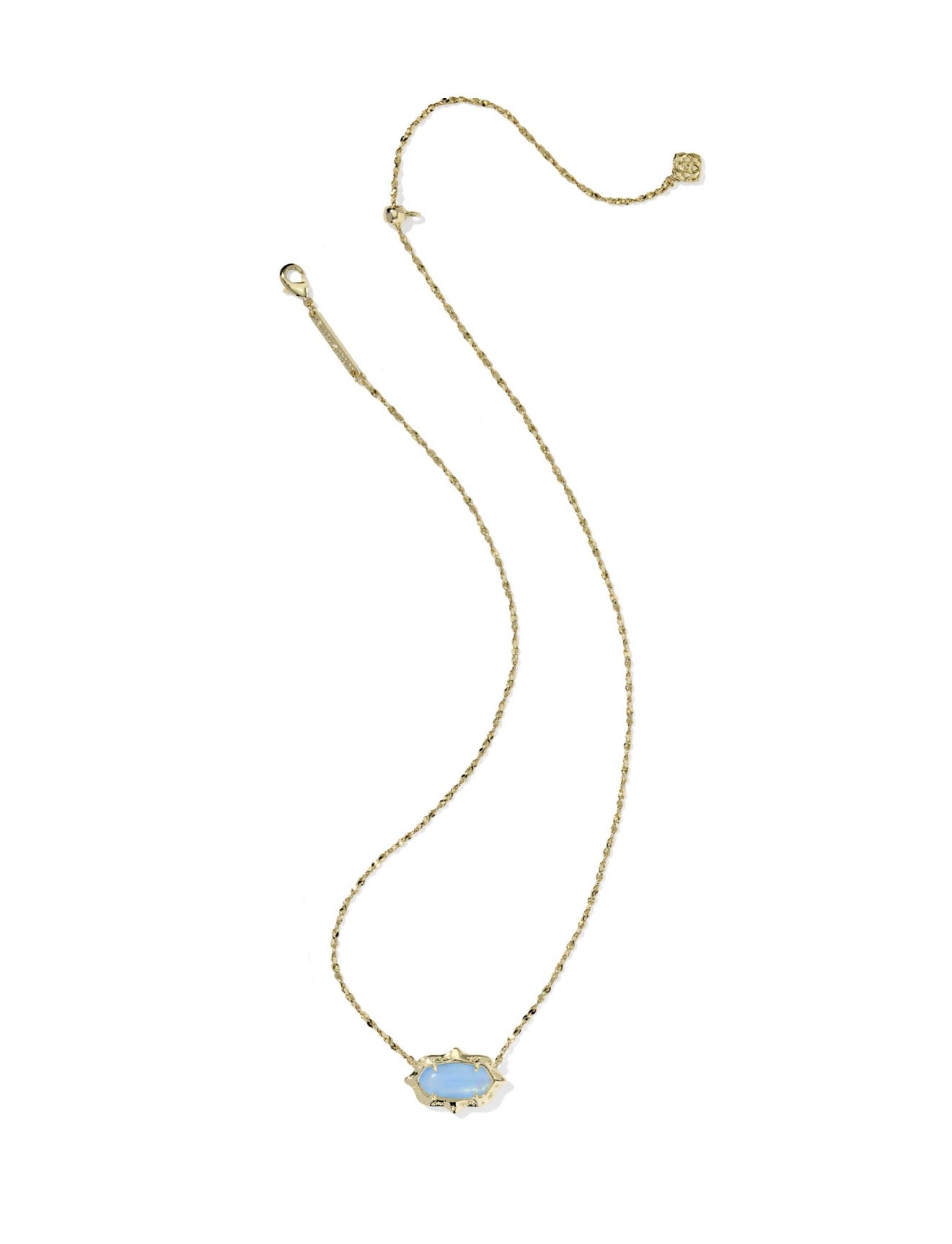 ELISA SCALLOP FRAME SHORT PENDANT NECKLACE GOLD SKY BLUE IRIDESCENT ABALONE