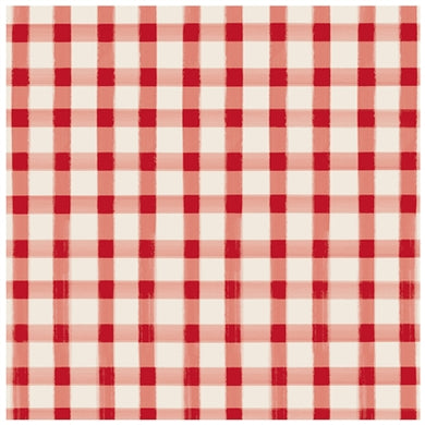 RED PAINTED CHECK COCKTAIL NAPKIN