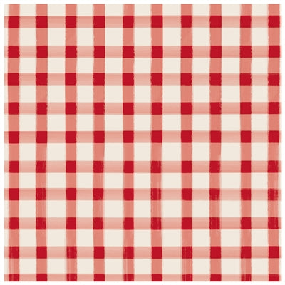 RED PAINTED CHECK COCKTAIL NAPKIN