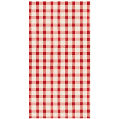 RED PAINTED CHECK GUEST NAPKIN