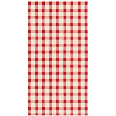 RED PAINTED CHECK GUEST NAPKIN