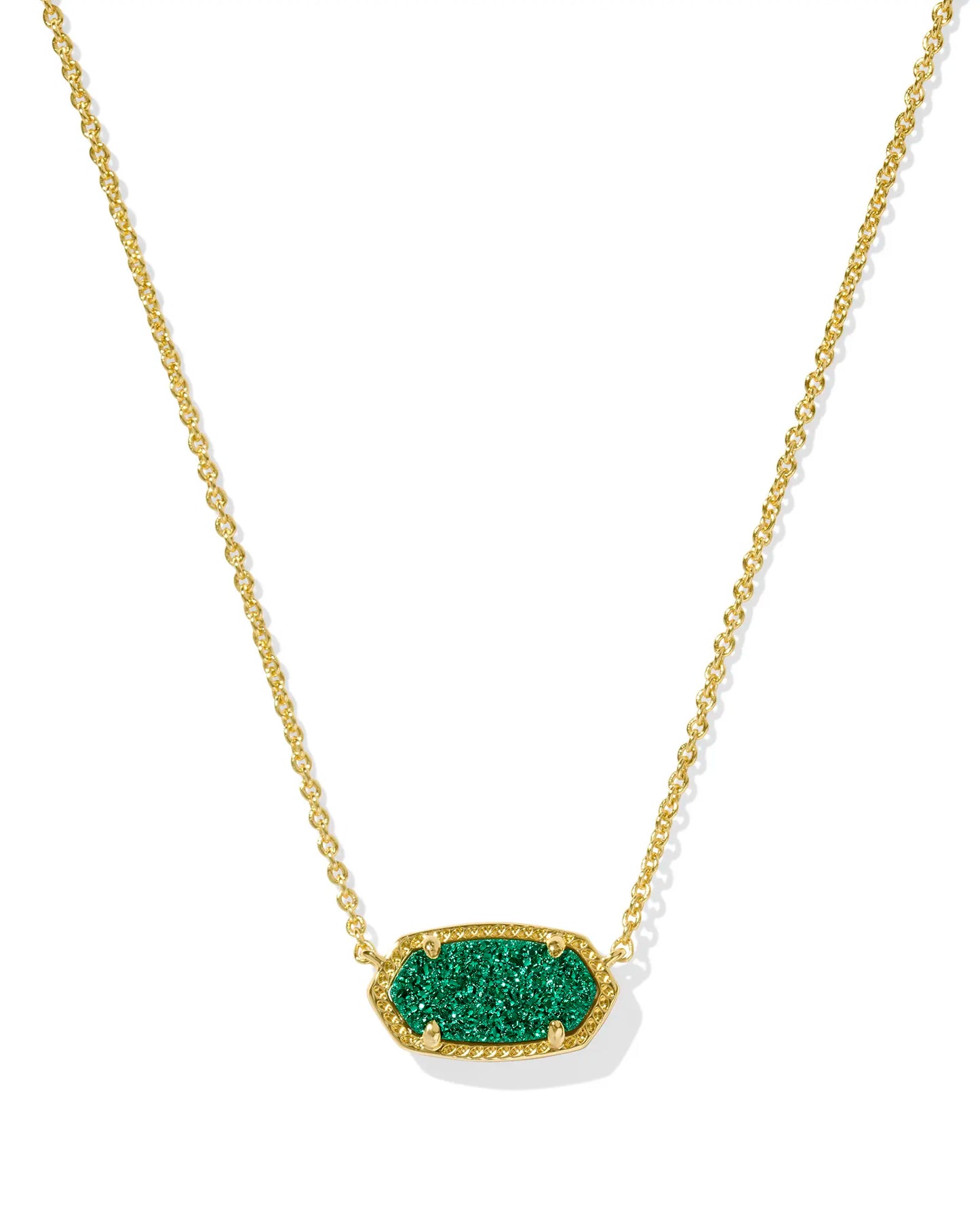 ELISA NECKLACE GOLD EMERALD DRUSY