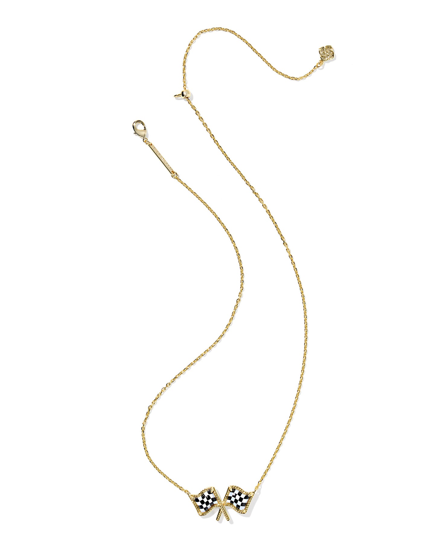 Kendra Scott Checkered Flag Necklace Gold