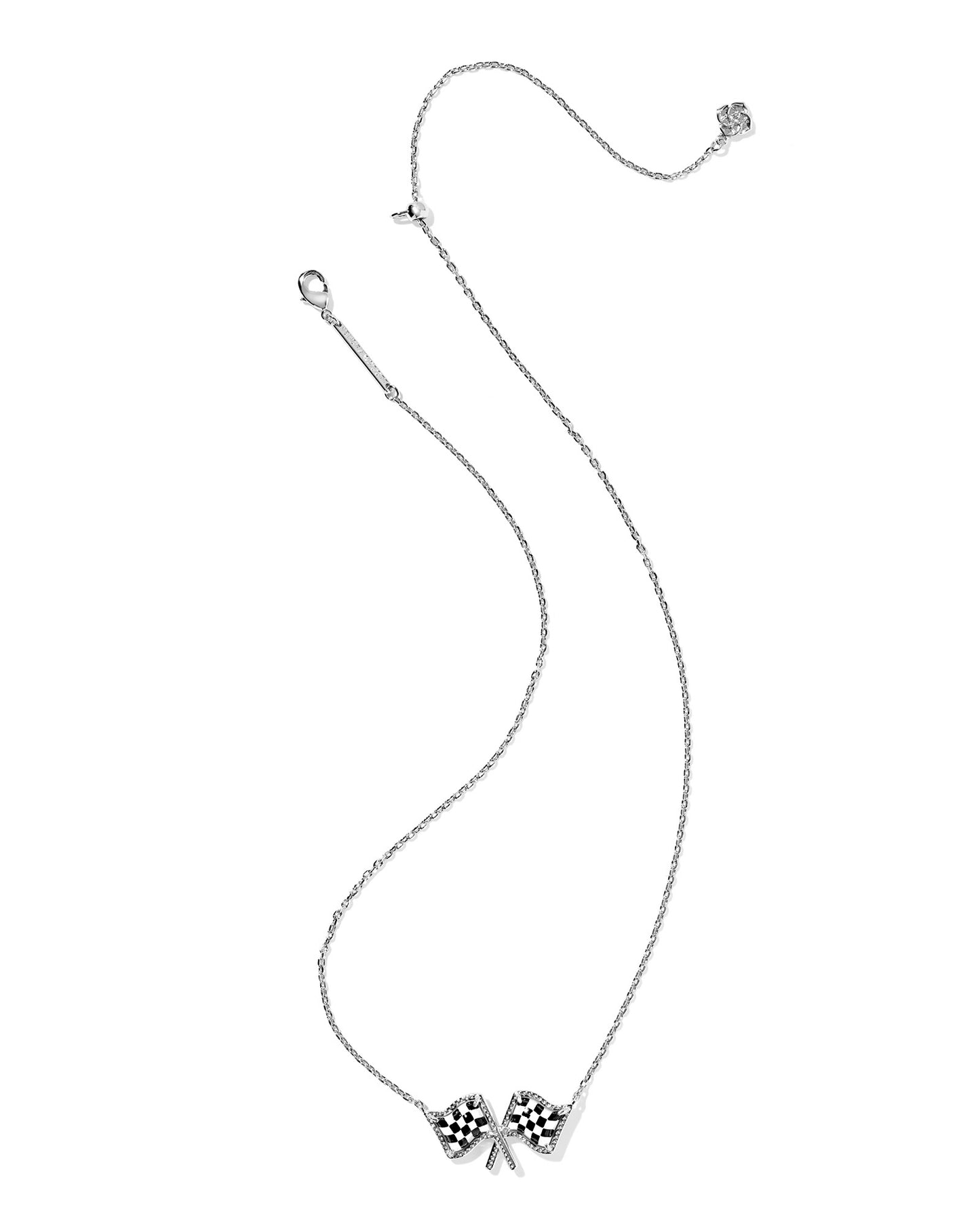 Kendra Scott Checkered Flag Necklace Silver