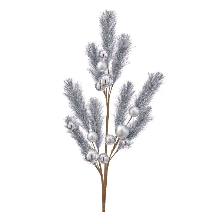 Silver Retro Tinsel Ball with Spray