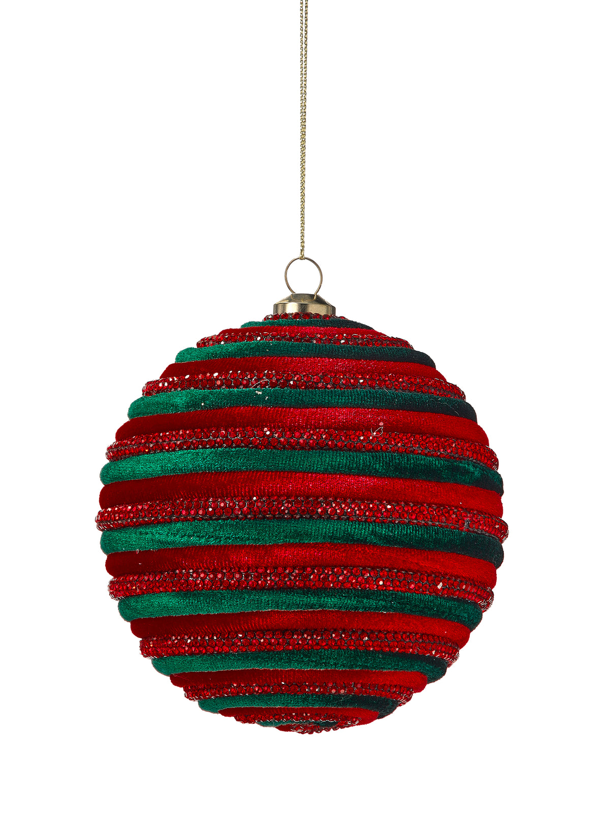 4" Velvet Jewel Braided Ball Ornament Red