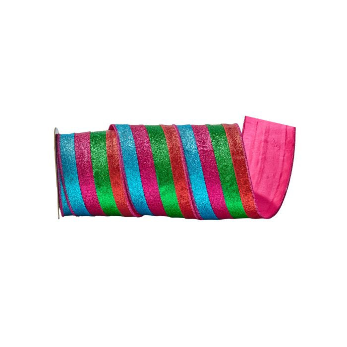 4X10Y STRIPE GLITTER RIBBON