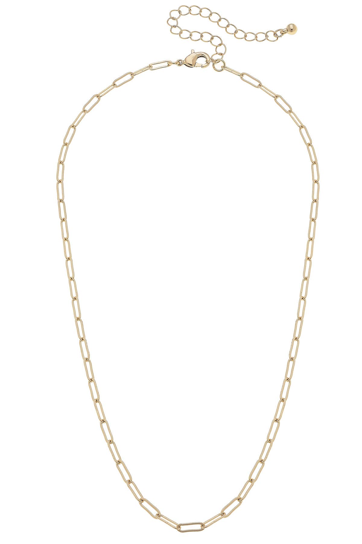 Celia Paperclip Chain Charm Necklace Base - Shiny Gold