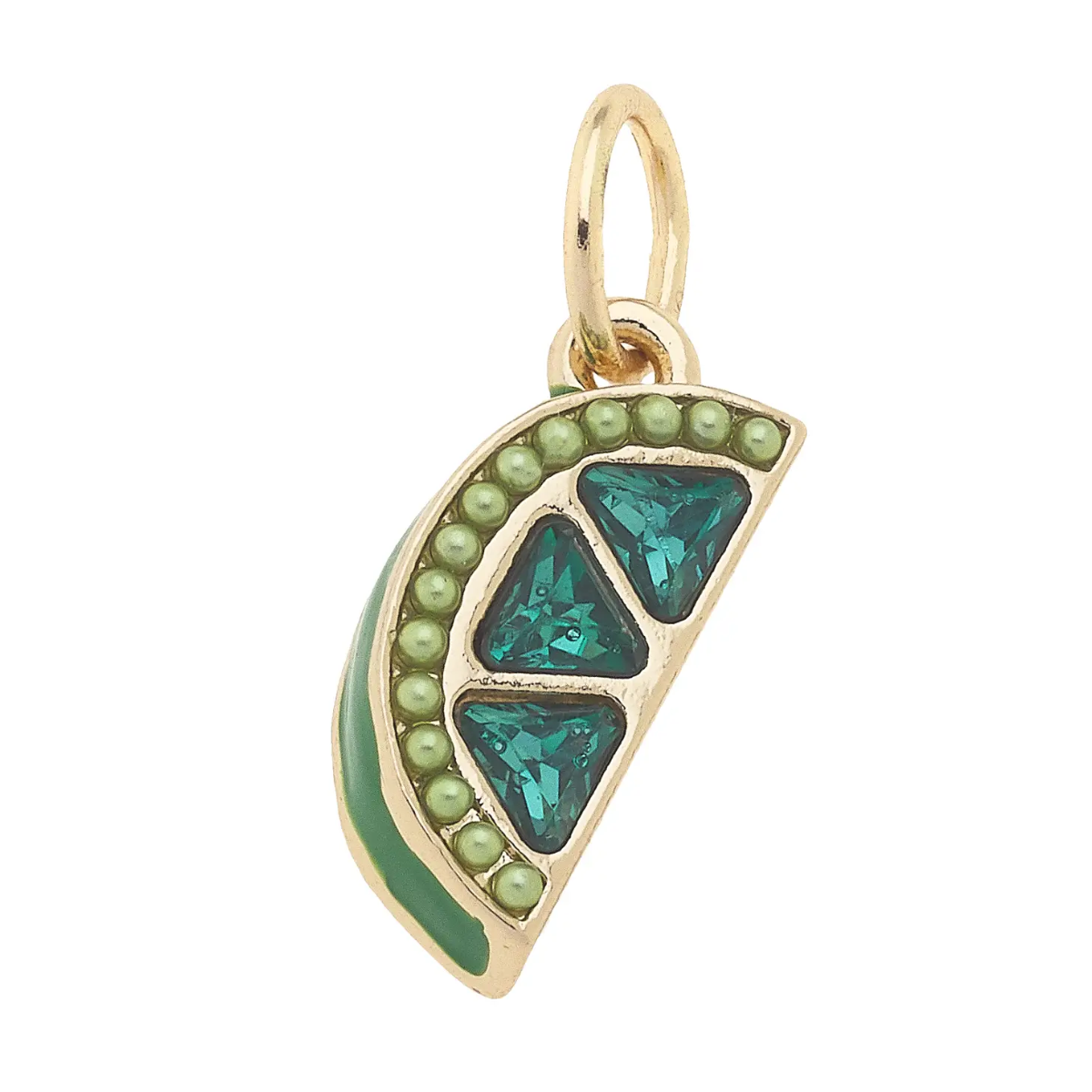 Pave Lime Wedge Charm in Green