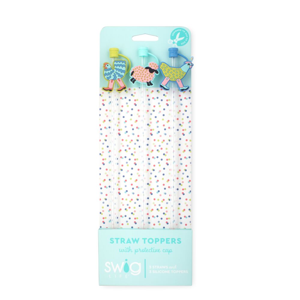 Funky Chicken Straw Topper Set