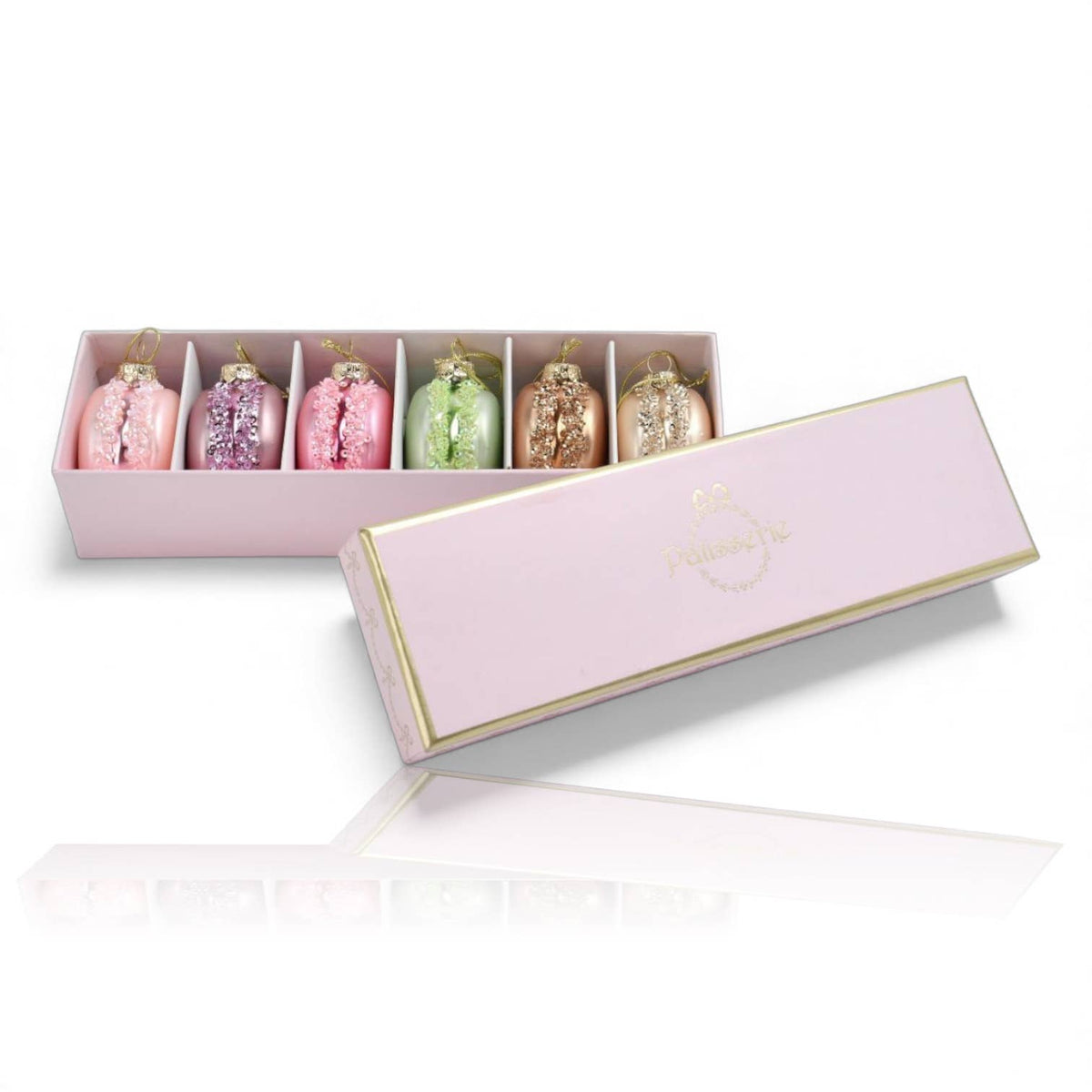Set / 6 Pink Boxed Macaron Orn Min/6