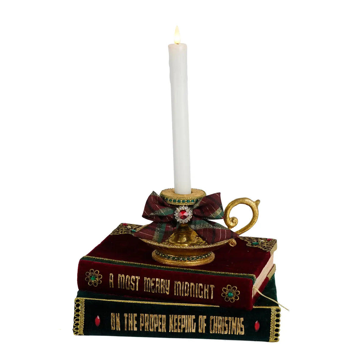 Stacked Books with Chamber Stick by Katherine's Collection