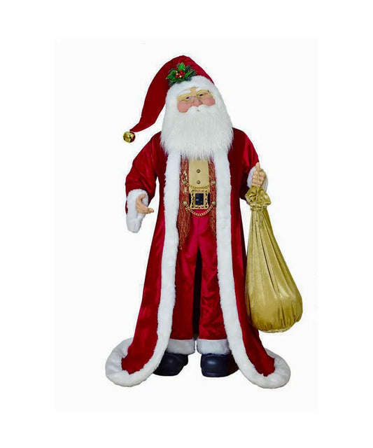 Jacqueline Kent Red & Gold Traditional Santa With Bag - 72"