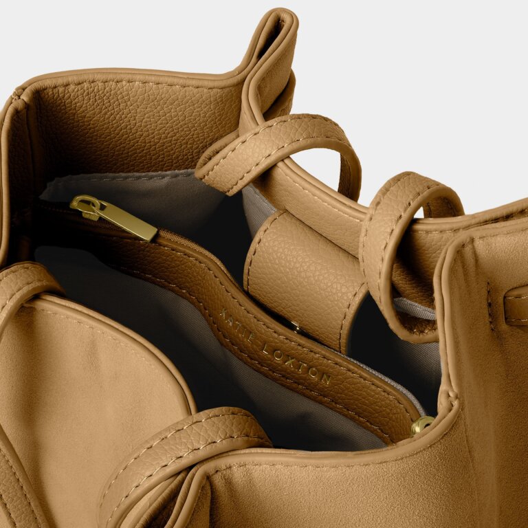 Katie Loxton Celina Suedette Bucket Bag in Camel