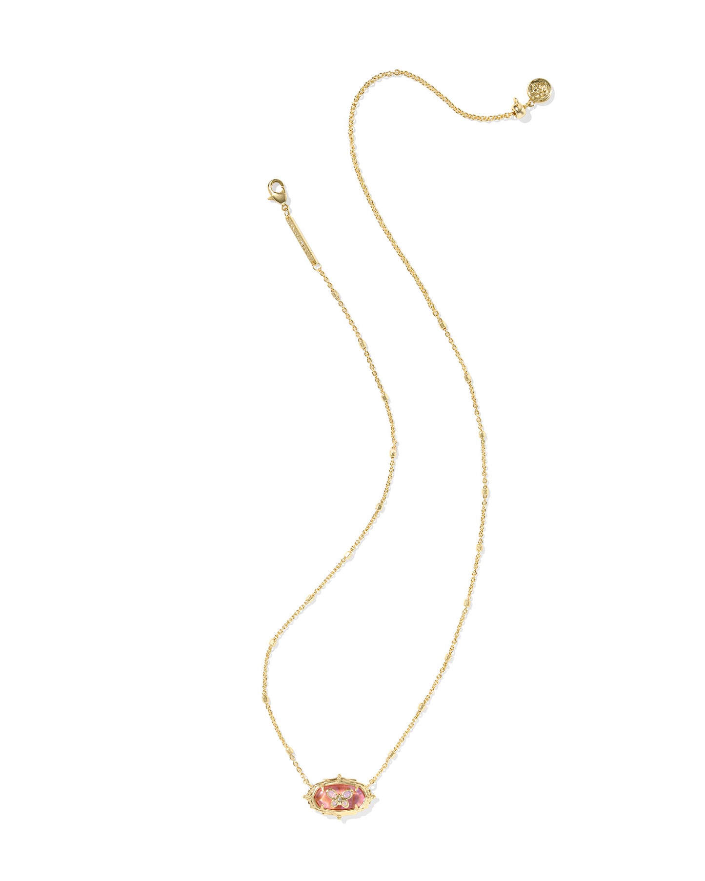 DOLLY PARTON ELISA BUTTERFLY SHORT PENDANT NECKLACE GOLD LIGHT PINK IRIDESCENT ABALONE
