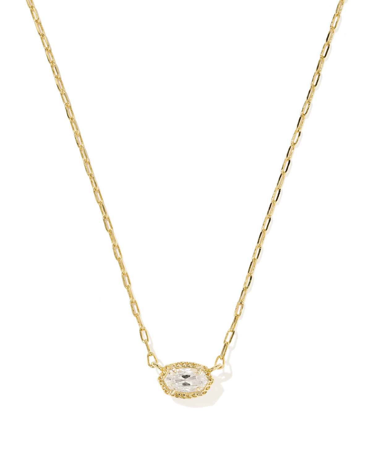 MINI ELISA LUXE SHORT PENDANT NECKLACE GOLD WHITE CZ